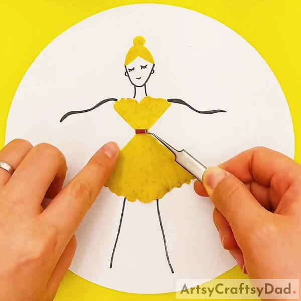 Making The Ribbon On Her Dress- Step-by-Step Drawing Tutorial for Kids - Crafting a Leaf Ballerina Pose