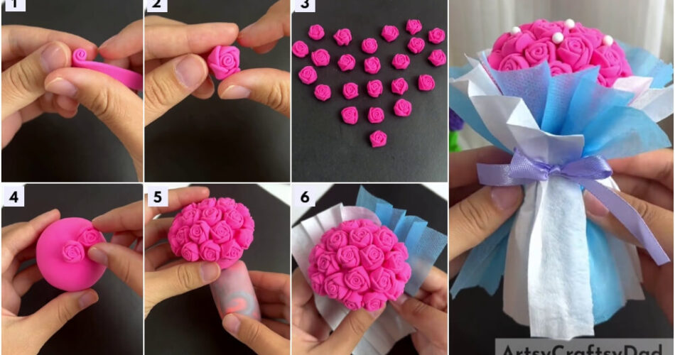Pretty Rose Bouquet Clay & Surgical Mask Craft Tutorial