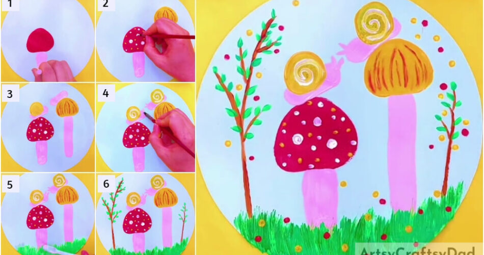 Mushroom Garden: Stamp Painting Tutorial For Kids