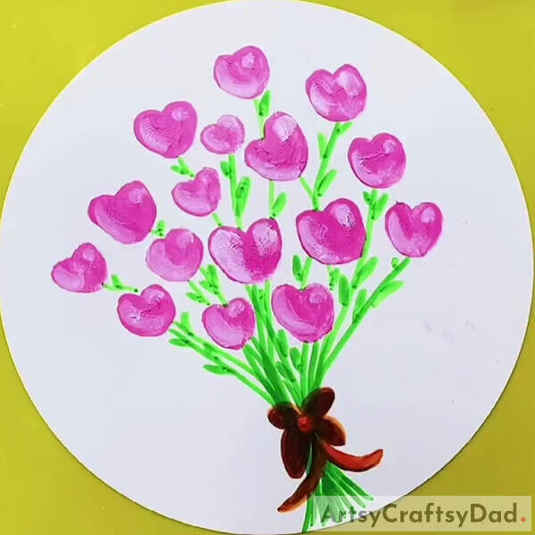 Now, Heart Flowers Bouquet Is Ready!: Finger Impression Art Tutorial - For Kids - Step-by-step instructions for Fingerprint Floral Bouquet Crafting
