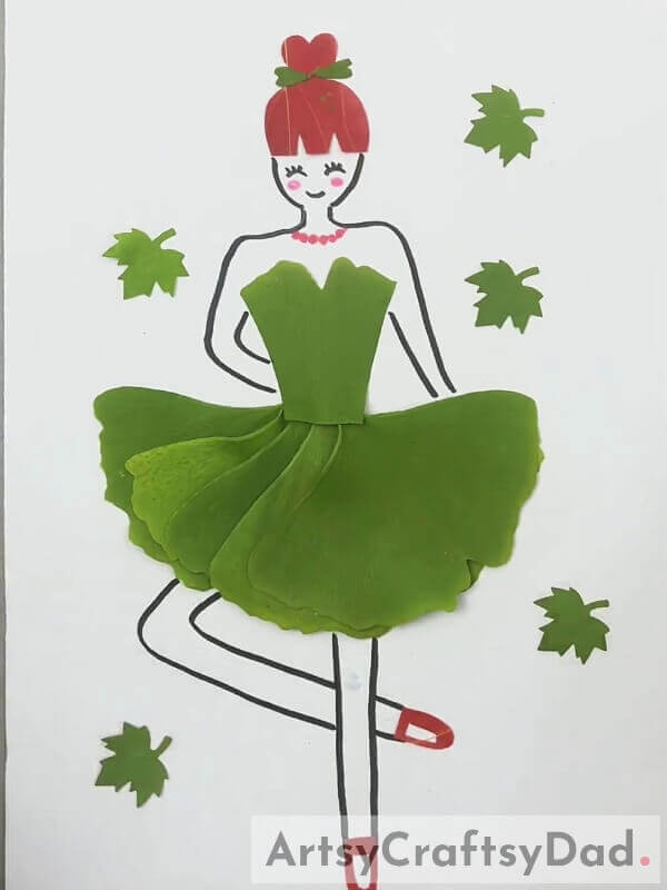 Our Beautiful Girl In Leaf Dress Craft Is Almost Completed- A Fun Leaf Dress Tutorial for Kids