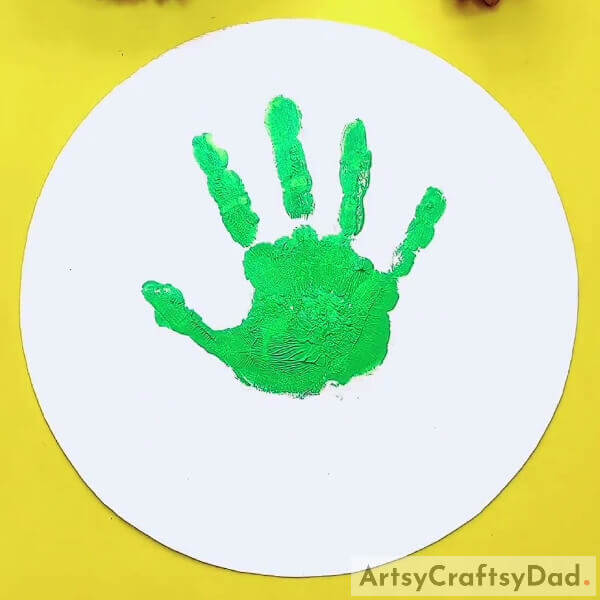 Painting Hand Print On Craft Paper- Learn How to Create a Handprint Cactus Picture from Scratch 