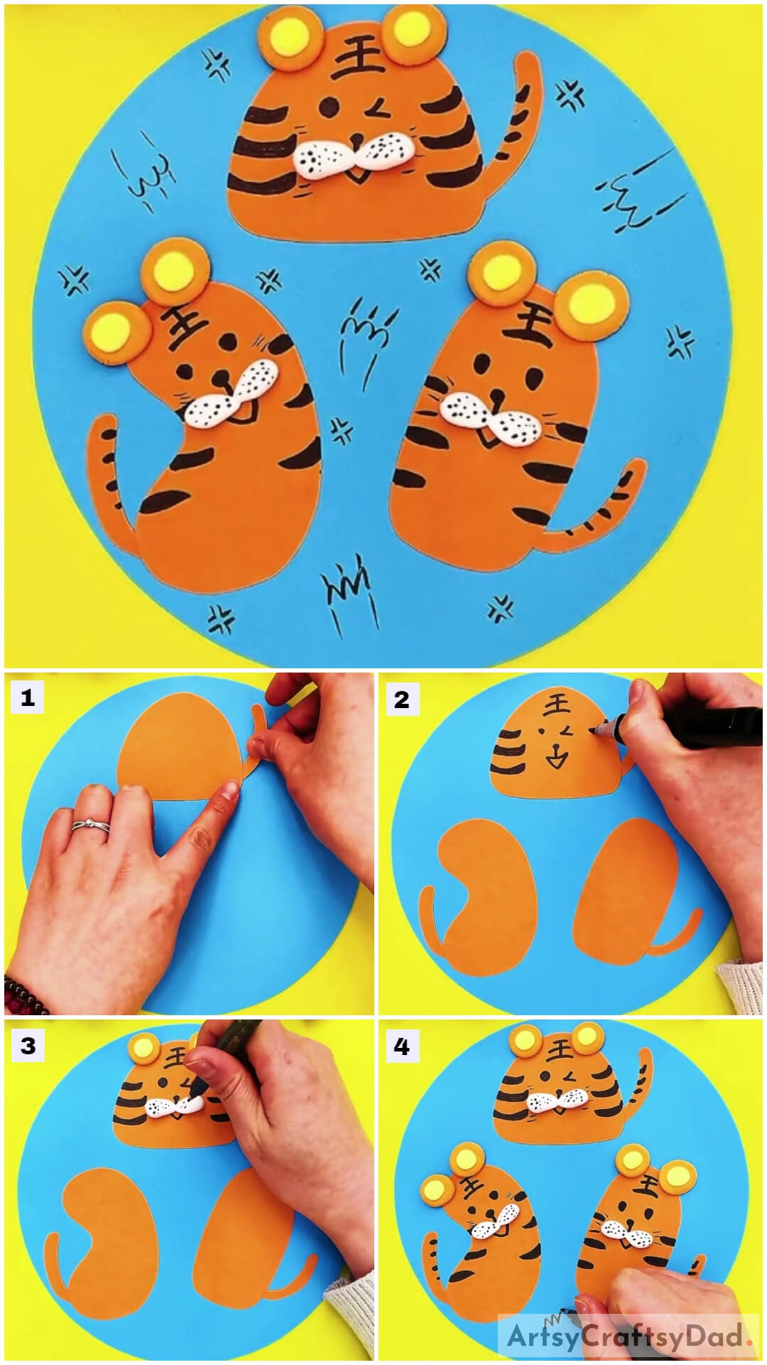 Paper Cutting Cute Tigers Craft Tutorial For Kids