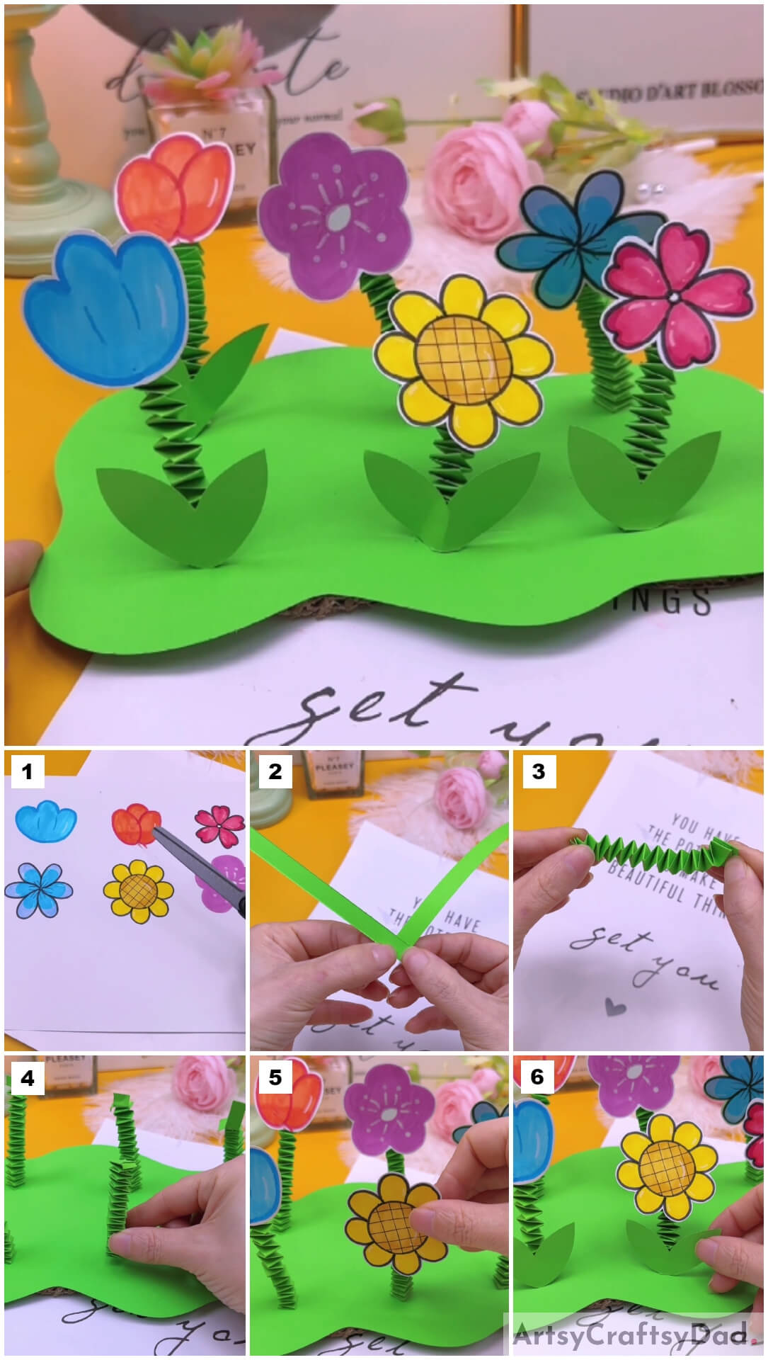 Paper Flower Garden Craft Tutorial For Kids