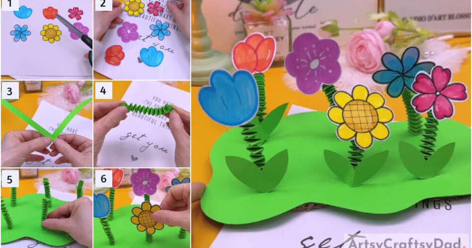 Paper Flower Garden Craft Tutorial For Kids