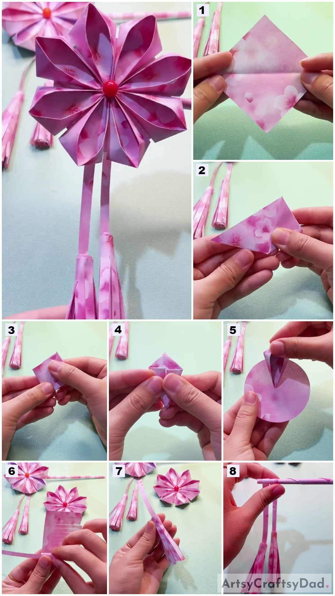 Paper Hair Stick: Origami Flower Design Craft Tutorial