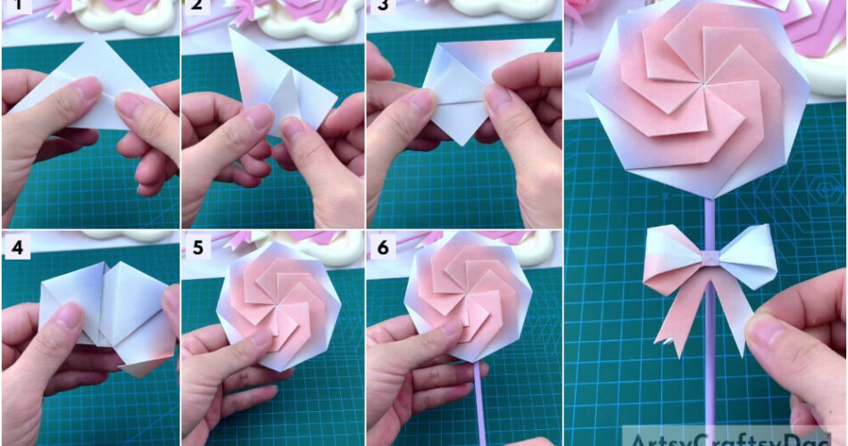 Paper Lollipop Origami Craft Tutorial For Kids