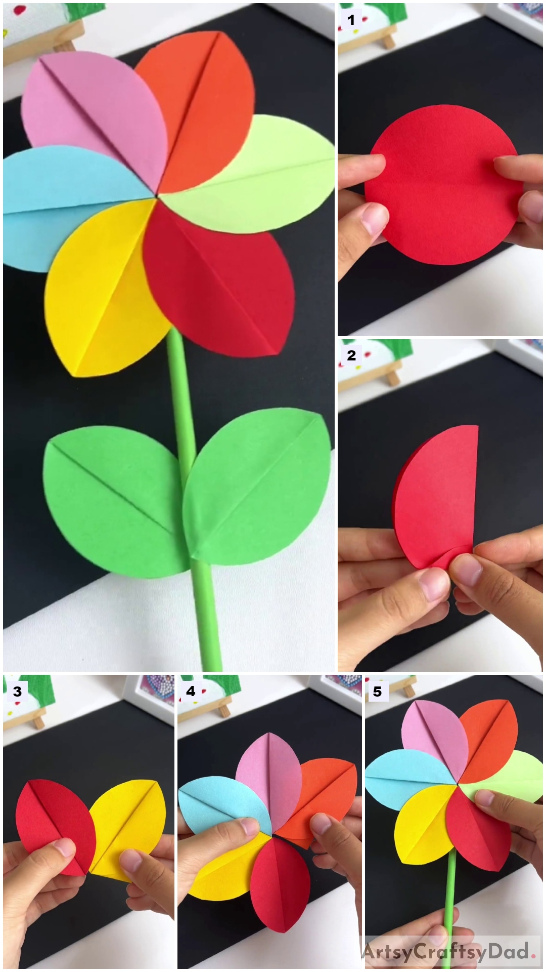 Paper Pinwheel Flower Craft Tutorial For Kids