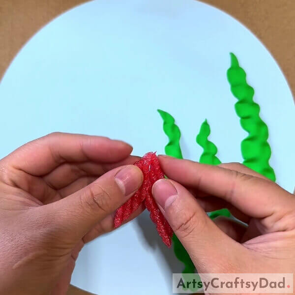 Pasting 2 Foam Bits- Sea Life Sightseeing: A Tutorial on Building Fruit Foam Nets & Clay Crafts