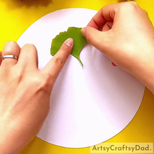 Pasting A Ginkgo Leaf- A Guide on How to Make a Leaf Fox for Children