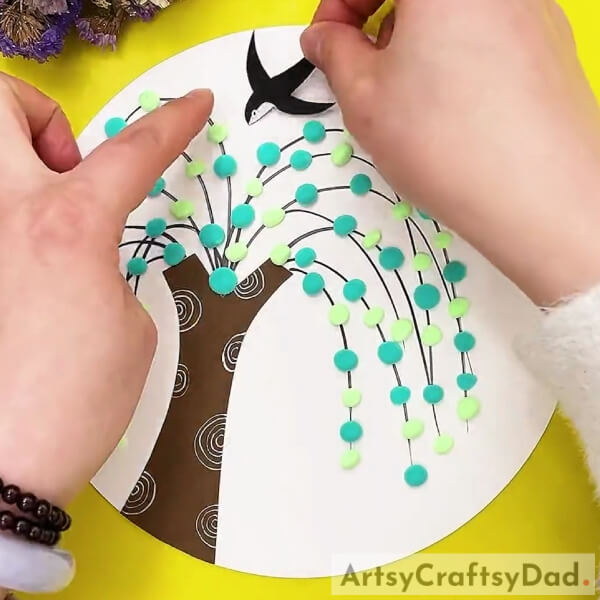 Pasting The Bird Cutout- A Guide To Making A Paper And Clay Tree For Beginners