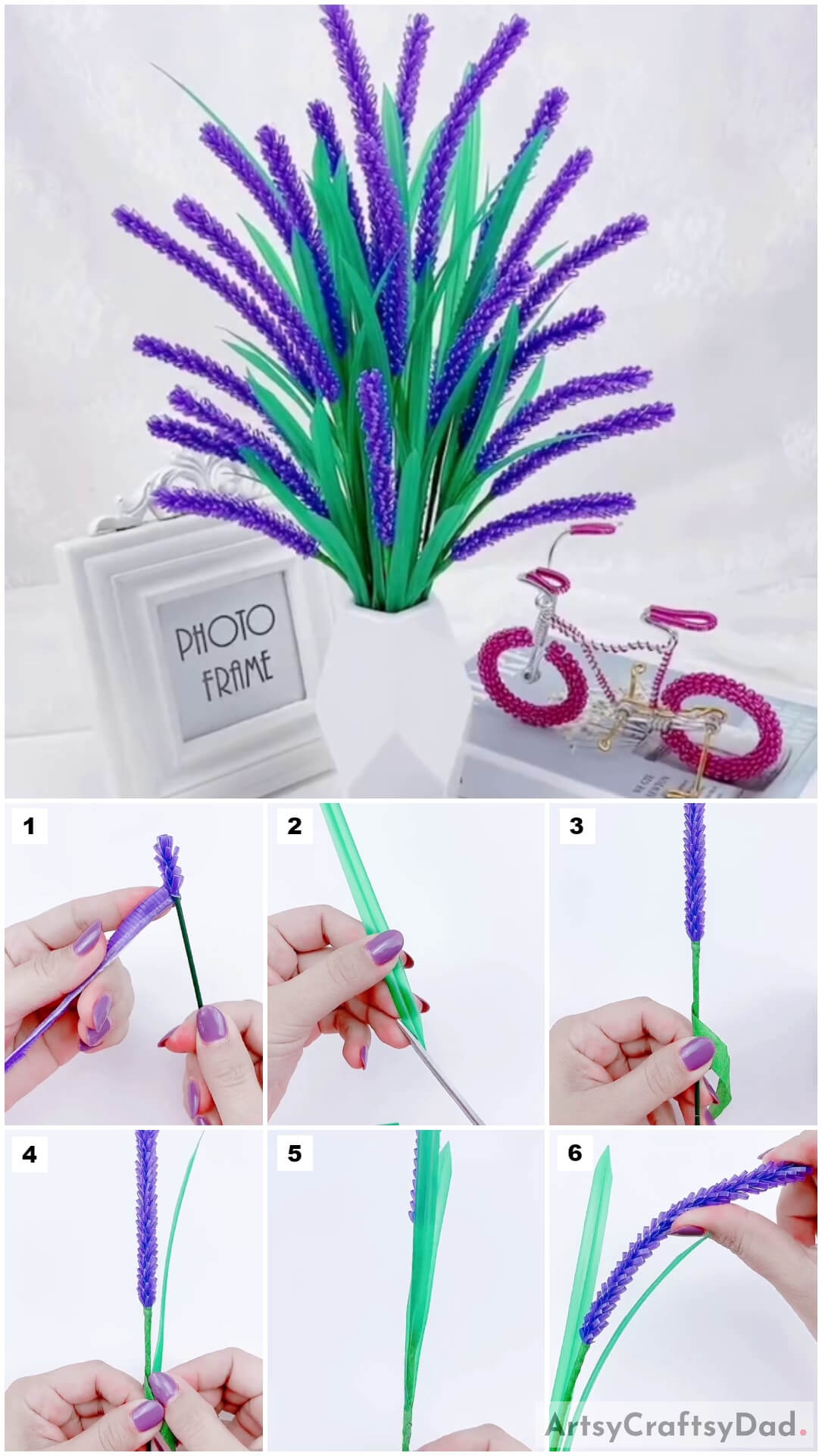 Plastic Straw Lavender Flower Craft Tutorial