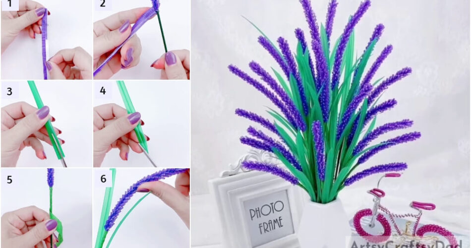 Plastic Straw Lavender Flower Craft Tutorial
