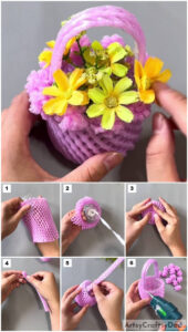 Recycled Flower Basket: Fruit Foam Net & Plastic Bottle Craft Tutorial