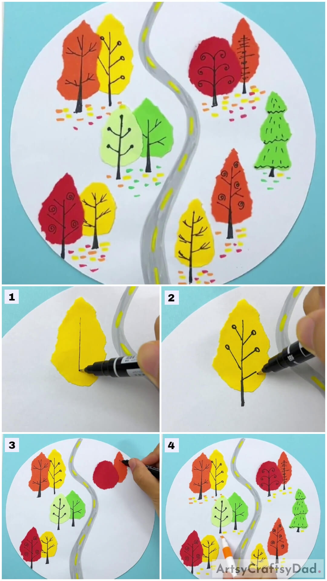 Road In The Forest: Paper Tearing Craft Tutorial