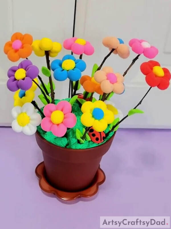 This Is The Final Look Of Your Clay Flower Pot!- A guide to crafting clay flower vases with kids 