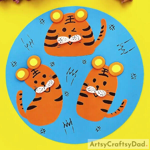 This Is The Final Look Of Your Cute Tigers Paper Craft!- Crafting an Adorable Tiger Paper Sculpture with Youngsters in Mind