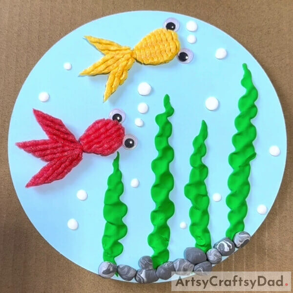 This Is The Final Look Of Your Foam Net Fish Underwater Scenery!- A Guide to Creating Fruit Foam & Clay Projects with a Submerged Vibe