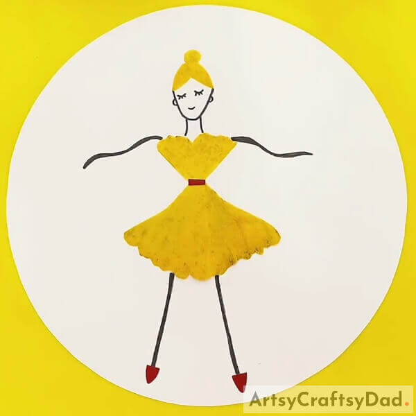 This Is The Final Look Of Your Leaf Ballerina Craft!- Crafting a Leaf Ballerina Posture - Drawing Guide for Kids