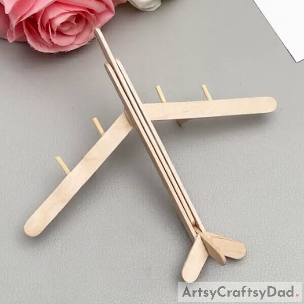 This Is The Final Look Of Your Popsicle Stick Airplane Model Craft!- . How to Make a Model Plane Using Popsicle Sticks