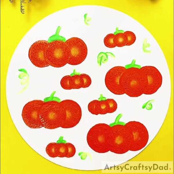 This Is The Final Look Of Your Red Capsicum Stamp Painting!- - Drawing a Circular Stamp with Peppers - A Tutorial for Novices