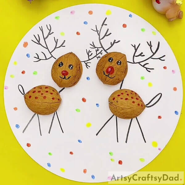 This Is The Final Look Of Your Walnut Shell Reindeer Craft!- Crafting a Reindeer Out of Walnut Shells with Children