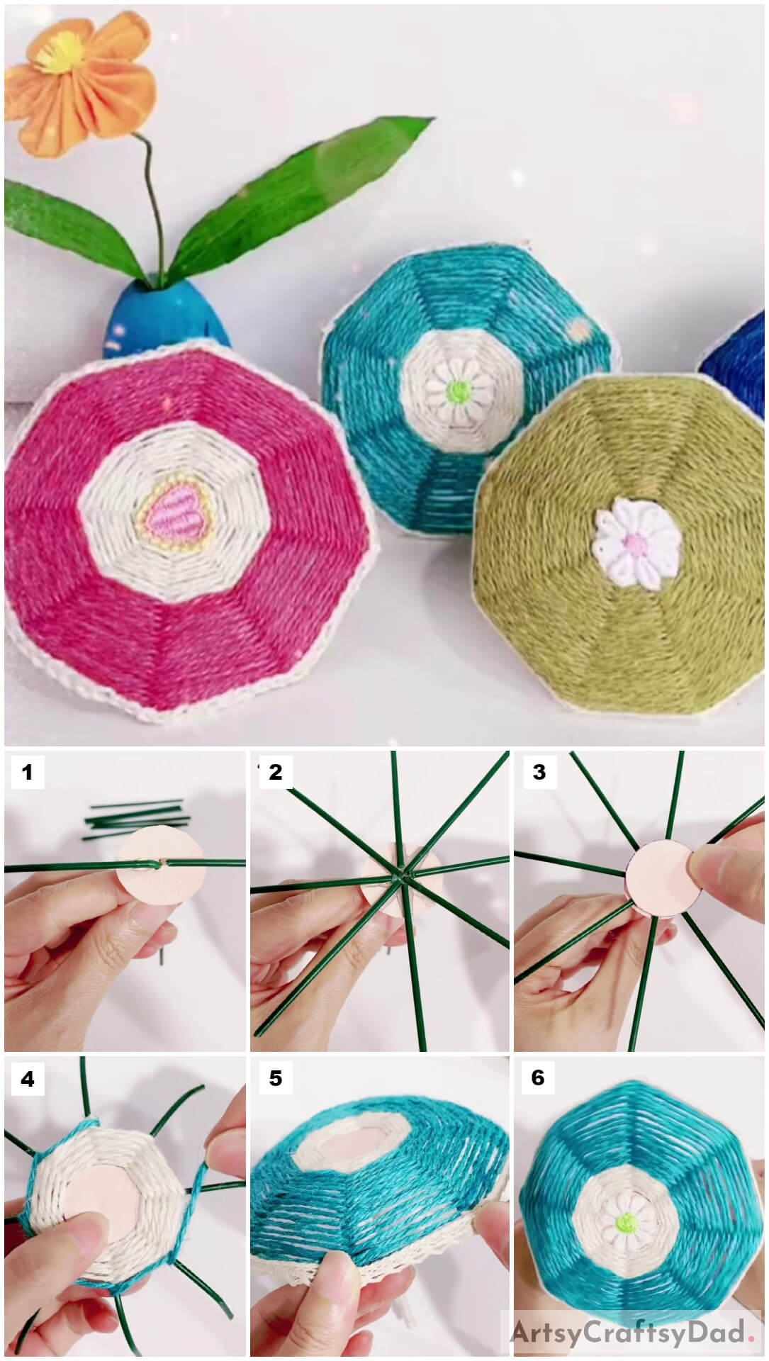 Thread Weaving Umbrella Decor Craft Tutorial