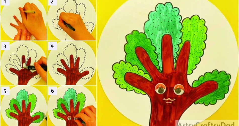 Tree Drawing: Hand Outline Hack Tutorial For Kids