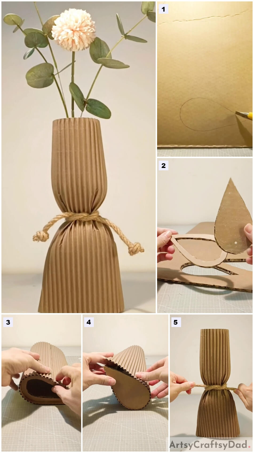 Unique Cardboard Flower Vase Craft Tutorial For Kids