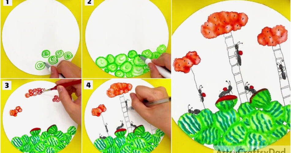 watermelon ants beautiful sketch pen painting tutorial