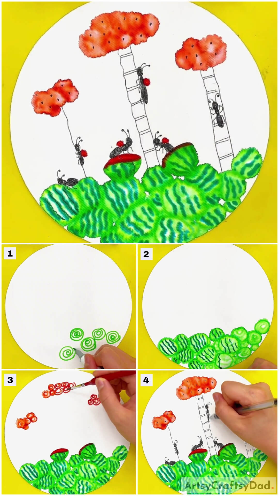 watermelon ants beautiful sketch pen painting tutoria