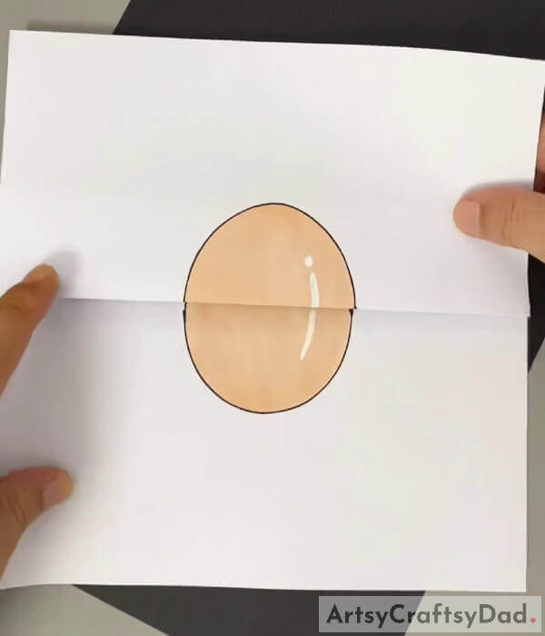 Fold back with the crease - Step-by-Step Tutorial on Drawing a Hatching Chick for Fun