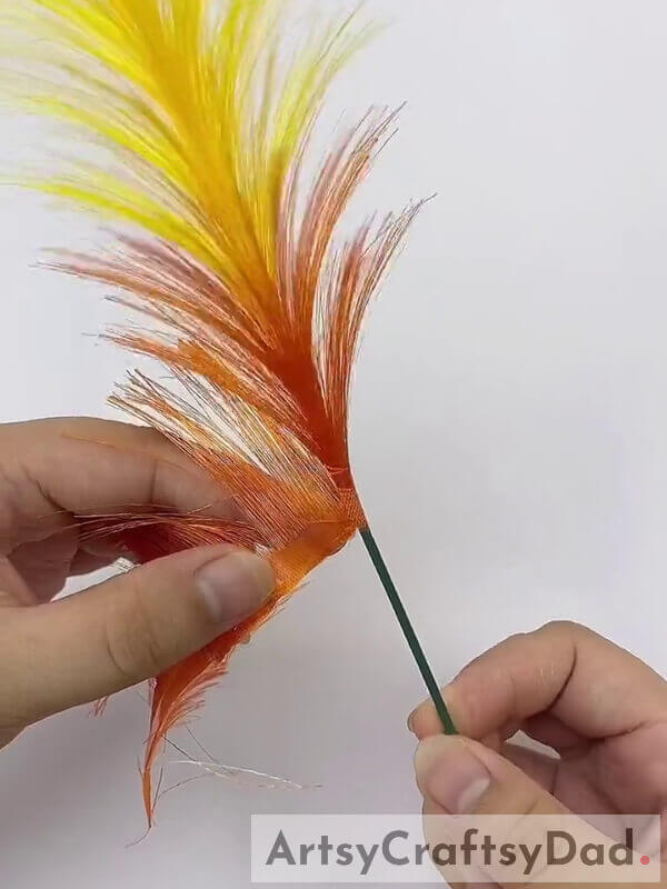 From Yellow to Orange - A Guide on How to Use Ribbon to Make a Yellow-Orange Pampas Grass Decoration 