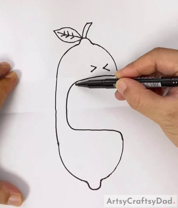 Start making the lemon's mouth - Get Going With Drawing Basics By Following A Lemon Yelling Fun Tutorial