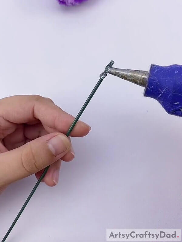 Take a stick and a glue gun - Demonstrating the Creation of Pom-Pom Flowers with Ribbons for Kids