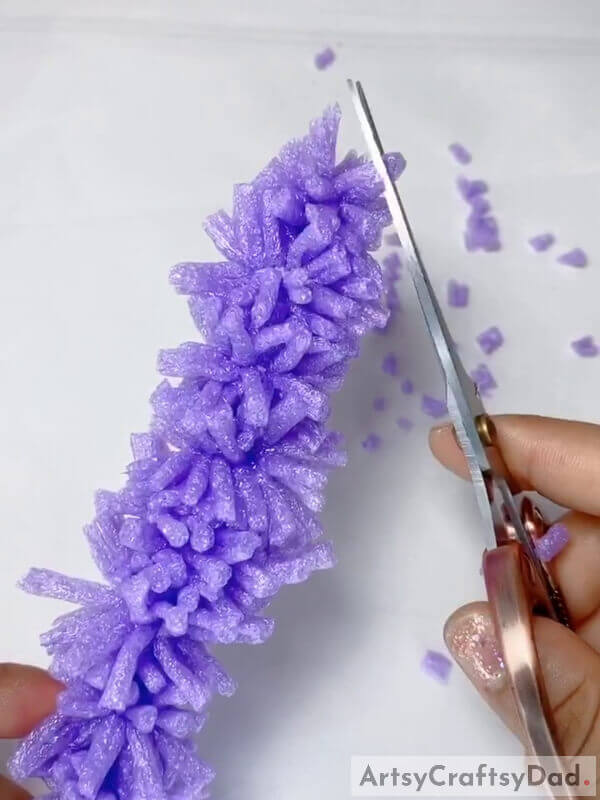 Trim The Ends - A Tutorial on How to Make a Lavender Synthetic Bloom with a Fruit Foam Net 