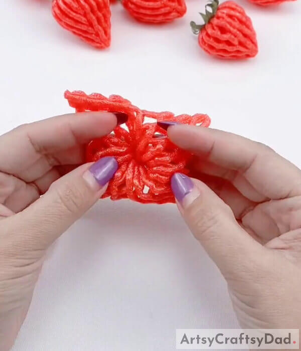 Turn it upside down in this step - Crafting a Strawberry Framework with Foam