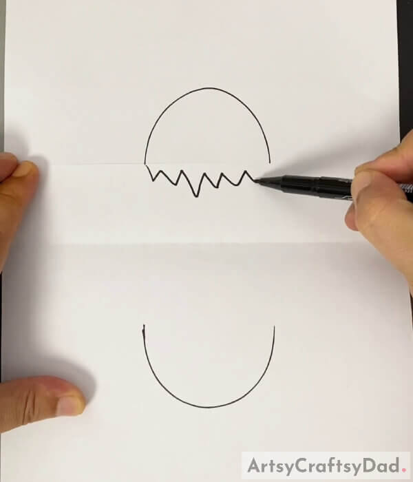 Unfold and finish making a broken egg - Discover How to Draw a Hatching Chick as a Fun Craft