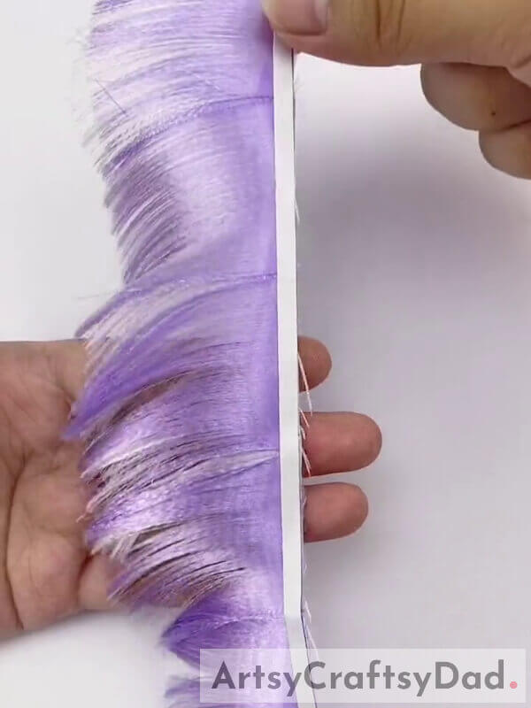 Unravel all the Ribbons until Fully Fringed - A tutorial to create Purple Ribbon Pampas decorations
