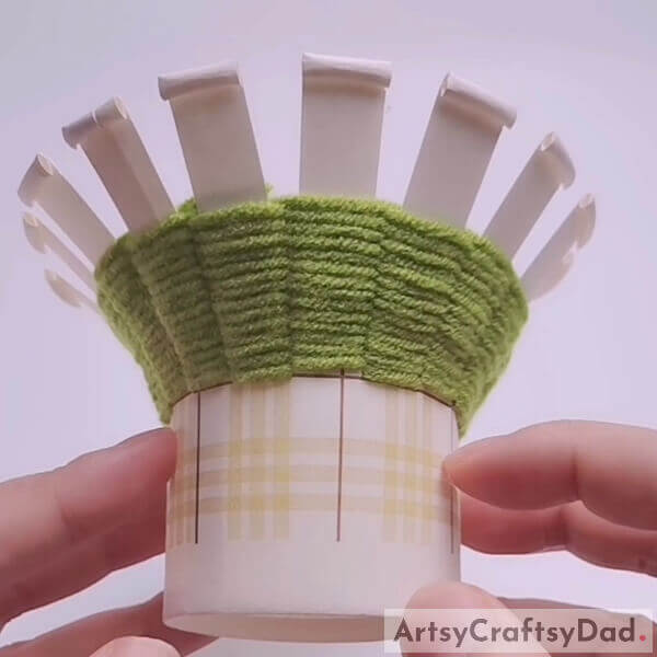 Weave Up To Cut Part -A guide to making a miniature woven basket with wool and paper