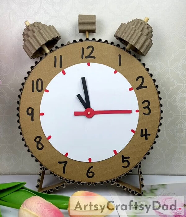 Cardboard Alarm Clock Model Craft Tutorial - For Kids - Instructions for children to make a cardboard alarm clock model 