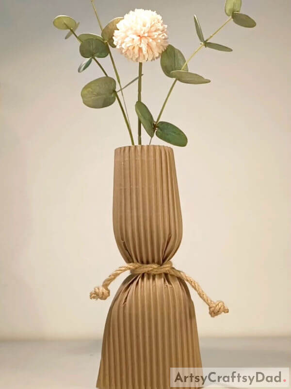 Final Image: Well, here it is! The Beautiful vase Is Made Out Of Cardboard - Learn the Art of Making an Extraordinary Cardboard Vase Craft for Children
