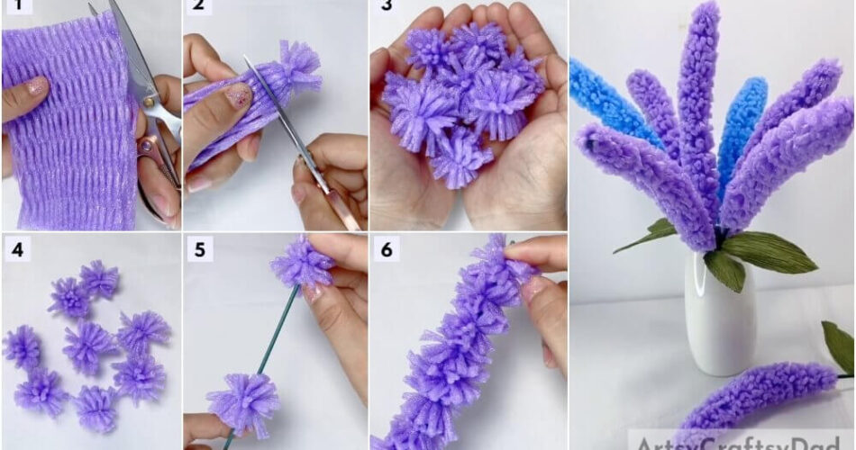 Lavender Artificial Flowers: Fruit Foam Net Craft Tutorial