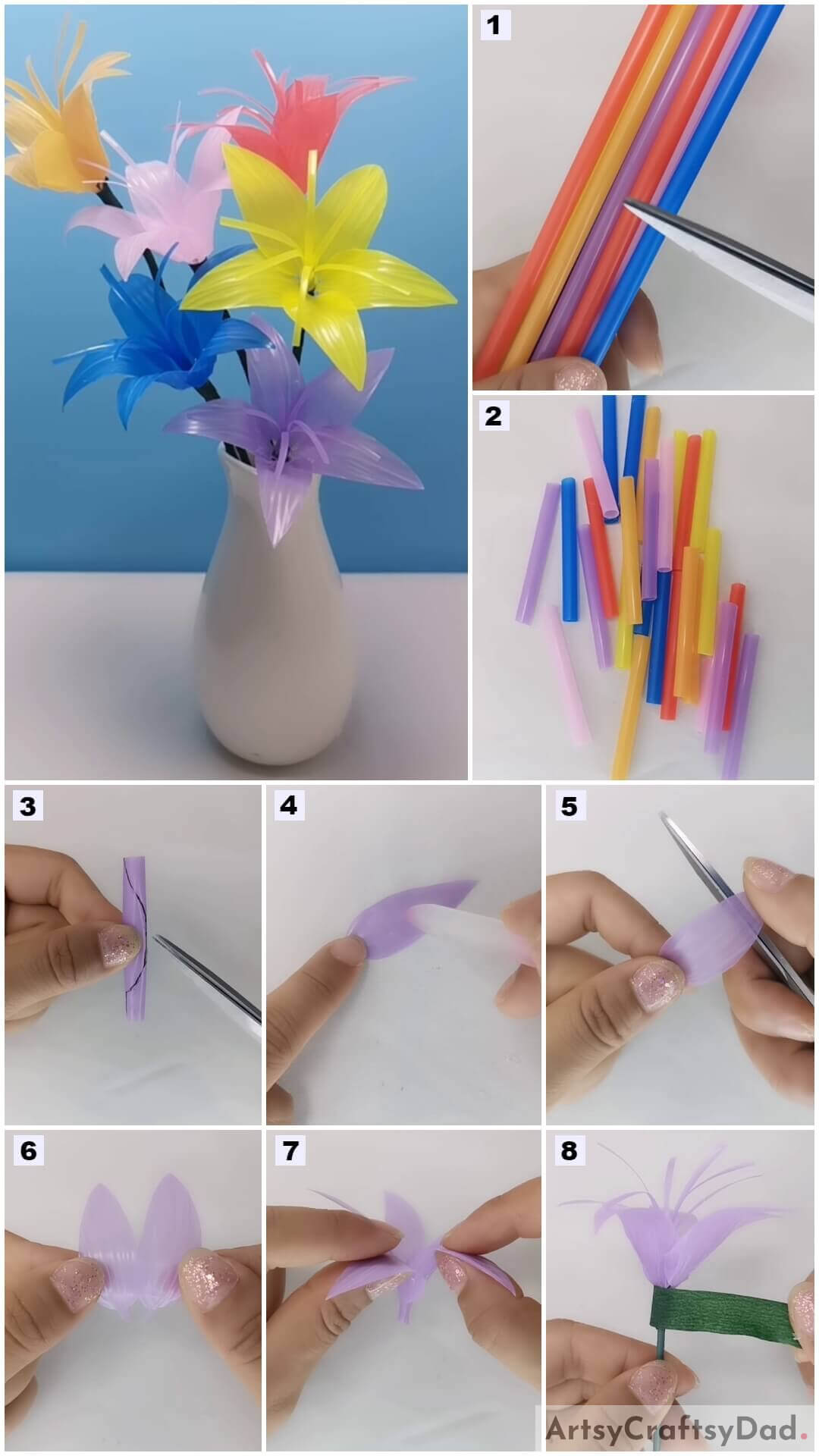  Lily Artificial Flowers: Plastic Straw Craft Tutorial
