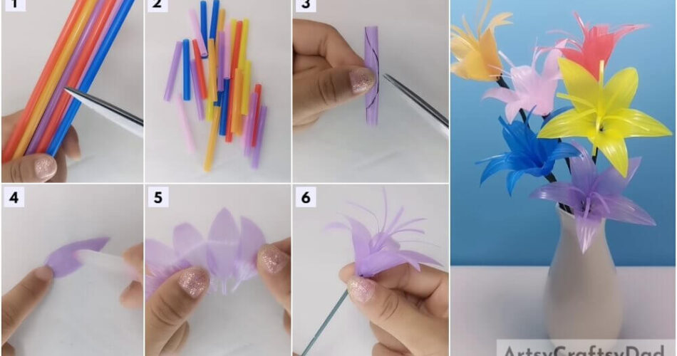 Lily Artificial Flowers: Plastic Straw Craft Tutorial