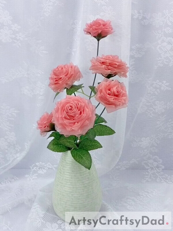 Sewing Ribbon Rose Decor Craft Tutorial - For Home - Crafting Tutorial For Home Decoration With Sewn Ribbon Roses