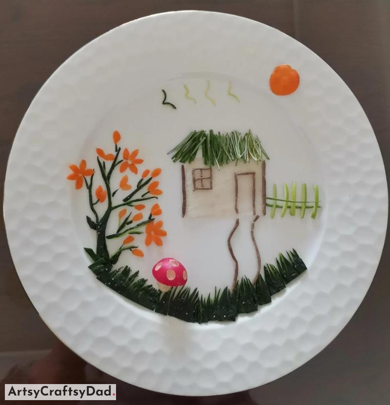 Vegetables Food Plate Decoration Idea for Village Theme - Decorating Your Meal with Nature-Inspired Ideas 