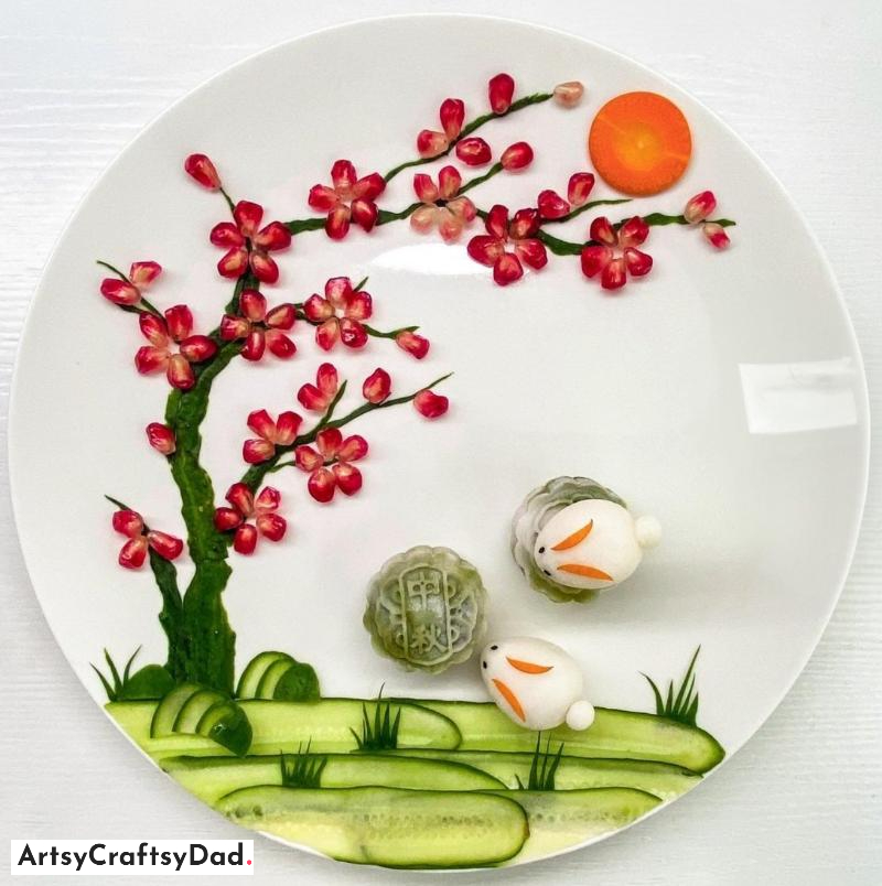 Pomegranate Tree and Egg Bunnies - Food Decoration - Nature-Based Ideas for Presenting Your Food 