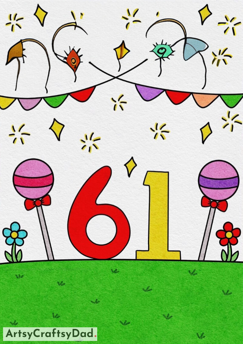 A Gorgeously Decorated Garden with a 61-Letter Drawing for Kids - Playful and Motivating Drawing Concepts for Kids