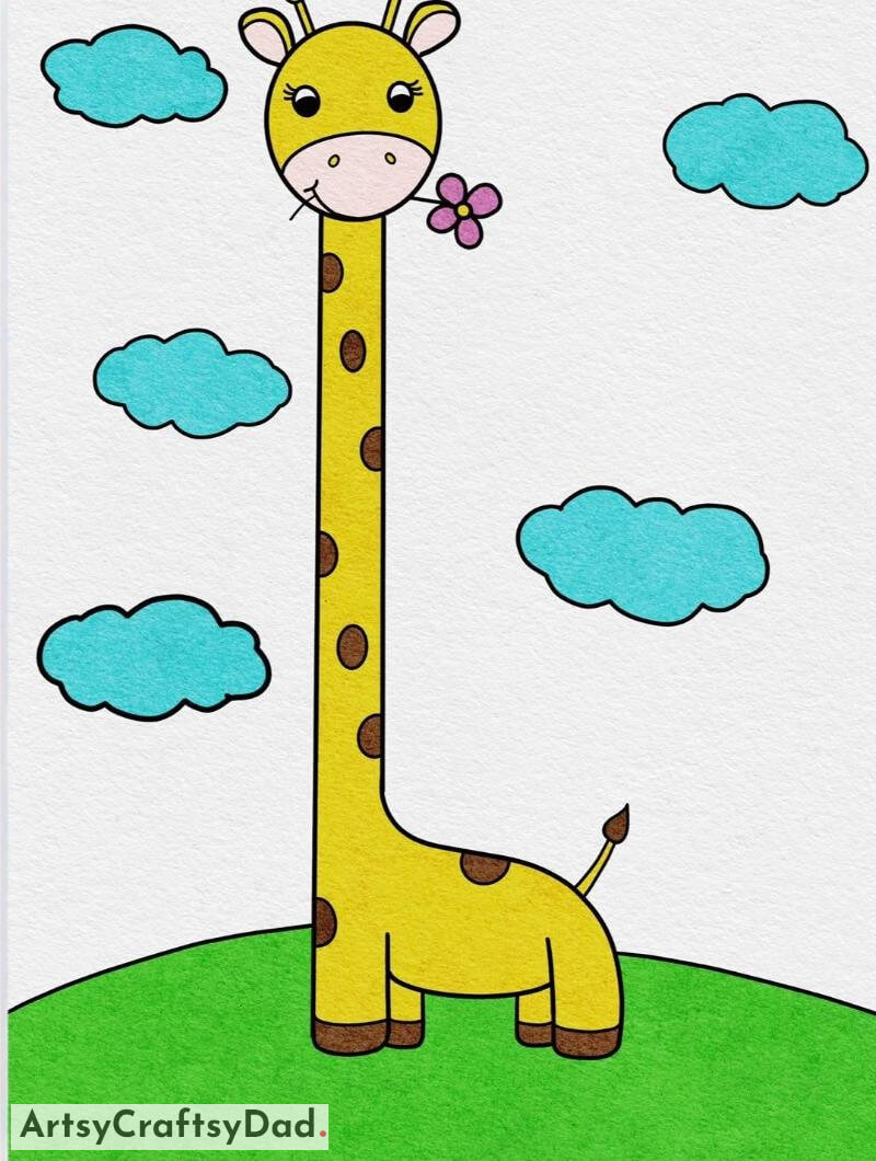 Amazing Long Neck Giraffe Drawing- Animal Graphics for the Younger Set 